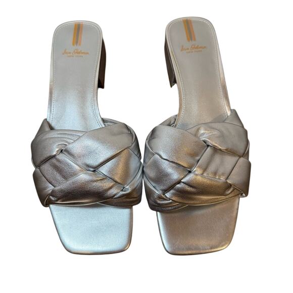 SAM EDELMAN Oaklie Sandal. Silver Size 9.5. Open toe. Kitten heel. Block heel1/8 - Picture 1 of 6